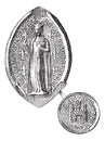 Seal against seal of Blanche of Castile, vintage engraving