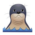 Seal animal head smiling. Cartoon vector design