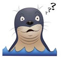 Seal animal head surprised.Cartoon character design