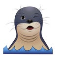 Seal animal head winksabove water