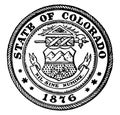 The Seal of Colorado, 1876. The seal shows The Eye of Providence and Colorado`s motto, vintage illustration