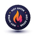 Seal, Button Or Medal With Flame Icon And Text Hot Offer Royalty Free Stock Photo