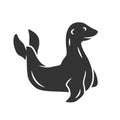 Seal glyph icon. Pinniped mammal. Antarctic sea lion. Oceanography and zoology. Aquatic ocean animal with flippers