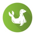Seal green flat design long shadow glyph icon. Pinniped mammal. Antarctic sea lion. Oceanography and zoology. Aquatic