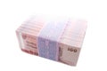 Seal pack of 10 packs of 100 of new hundredth baht notes Royalty Free Stock Photo