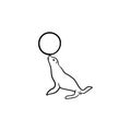 Seal playing with ball hand drawn sketch icon. Royalty Free Stock Photo