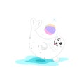 Seal playing ball water splash concept cartoon carnival isolated