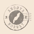 Andoya Island Stamp Postal. Map Silhouette rubber Seal. Design Retro Travel. Nordland, Norway. Seal of Map Andoya Island Royalty Free Stock Photo