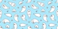 Seal seamless pattern vector walrus sea lion bear polar bear isolated background wallpaper blue