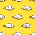 Seal Seamless Pattern walrus sea lion swim vector iceberg isolated wallpaper background yellow