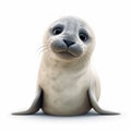 Realistic Seal Illustration In Pixar Style On White Background In 8k Uhd Royalty Free Stock Photo