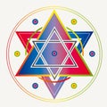 Seal of Solomon Icon Illustration Star in Circle Symbol Alchemy Sacred Geometry