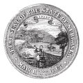 Seal of the State of Nebraska, vintage engraved illustration