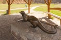 Seal statue at the lakes in the Grodek Park in Jaworzno