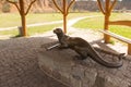 Seal statue at the lakes in the Grodek Park in Jaworzno