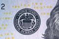 Seal of the United States Federal Reserve system on the one hundred dollar banknote Royalty Free Stock Photo