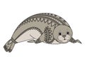 Seal Zentangle vector. Phoca Zen Tangle. Wild animals of Antarctica. Northern wildlife.