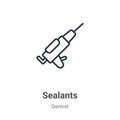 Sealants outline vector icon. Thin line black sealants icon, flat vector simple element illustration from editable dentist concept