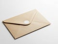 Sealed brown envelope with circular white sticker on a plain background Royalty Free Stock Photo