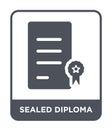 sealed diploma icon in trendy design style. sealed diploma icon isolated on white background. sealed diploma vector icon simple