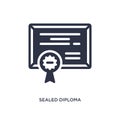 sealed diploma icon on white background. Simple element illustration from education concept