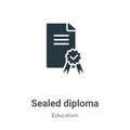 Sealed diploma vector icon on white background. Flat vector sealed diploma icon symbol sign from modern education collection for