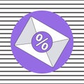 Sealed envelope with purple seal and percent sign