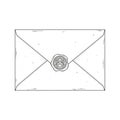 Sealed Envelope with Wax Stamp on White Background Royalty Free Stock Photo