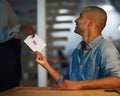 Sealed with a kiss just for you. a young businessman receiving a love note from a secret admirer.