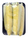 Sealed package of fresh grocery store yellow corn