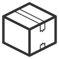 Sealed shipping box. Cardboard package line icon