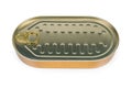 Sealed tin can of canned fish on a white background Royalty Free Stock Photo