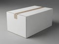 A sealed white cardboard box on a neutral background isolated on white background Royalty Free Stock Photo