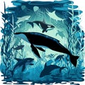 Sealife Blue Shades Dream Underwater Scenery Vector Art Background