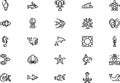 Sealife icons collection is a vector illustration with editable stroke. Royalty Free Stock Photo