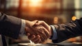 Sealing the Deal: Businessman Shaking Hands in Professional Agreement