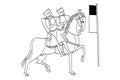Seal of the Knights Templar with the banner, two knights riding on a horse