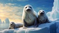 seals on an iceberg Royalty Free Stock Photo