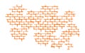 Seam. Brick wall. Vector Texture Pattern Orange. Flat mockup, clean for design decoration isolated on white background, Royalty Free Stock Photo