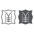 Seam line and glyph icon, dressmaking and sew, textile sign, vector graphics, a linear pattern on a white background.