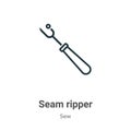 Seam ripper outline vector icon. Thin line black seam ripper icon, flat vector simple element illustration from editable sew Royalty Free Stock Photo