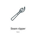 Seam ripper outline vector icon. Thin line black seam ripper icon, flat vector simple element illustration from editable sew Royalty Free Stock Photo