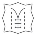 Seam thin line icon, dressmaking and sew, textile sign, vector graphics, a linear pattern on a white background.