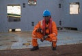 Seaman AB or Bosun on deck of vessel or ship , wearing PPE Royalty Free Stock Photo