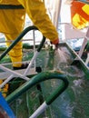 Seaman cleaning the ship. Royalty Free Stock Photo