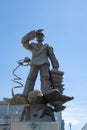 Immendorff staue `Hans Albers` a singer and actor as sailor and n Medienhafen, Media Harbor, Media Harbour, Dusseldorf Royalty Free Stock Photo