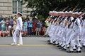 WASHINGTON, D.C. - JULY 4, 2017: seamen with the female commander-participants of the 2017 National Independence Day Parade July 4