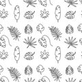 Seamess pattern with exotic tropical leaves. Monstera, palm, banana. Vector stock illustration for poster