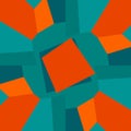 Seamlees pattern with geometric ornament in traditional Moroccan colors: Aqua, terracotta, orange, blue. Stock illustration.
