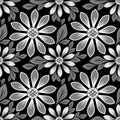 Seamles floral daisy Pattern - black and white Design